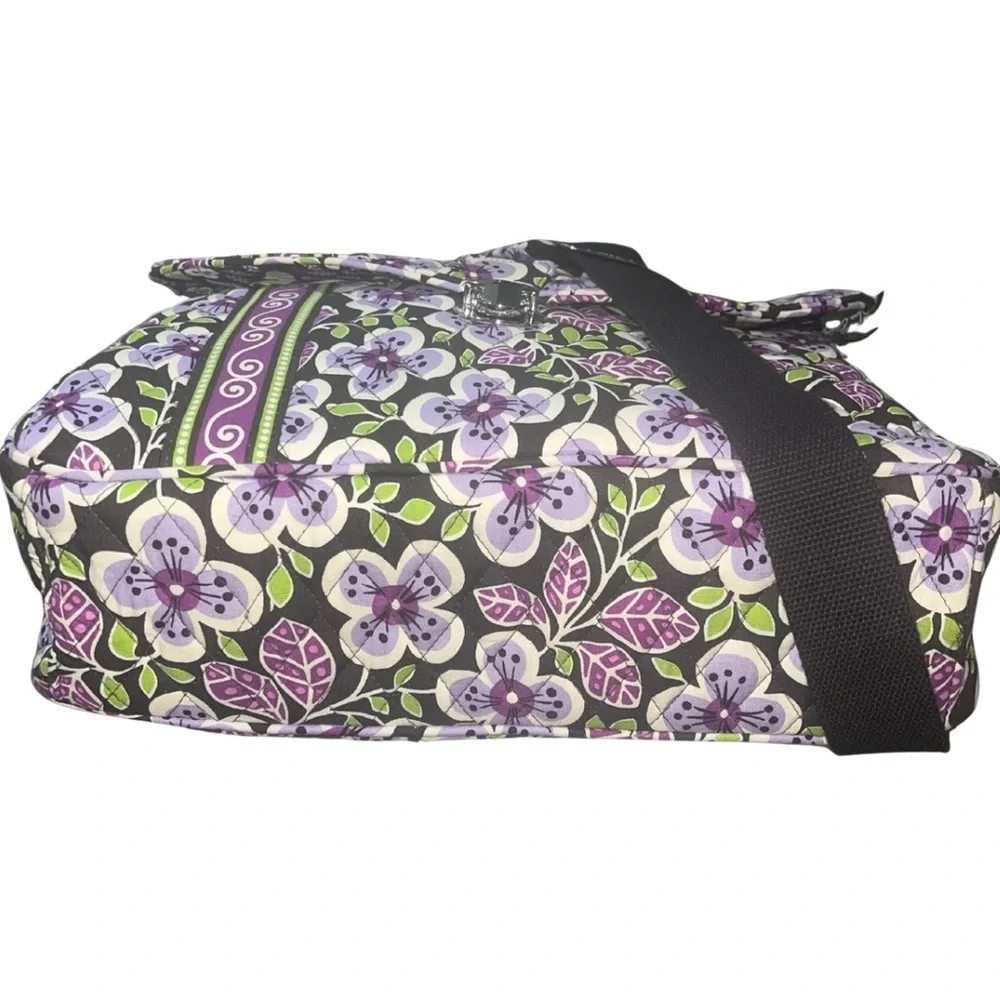 Vera Bradley Attache Laptop Messenger Bag Plum Petals Retired 14x12x4